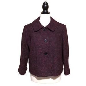 Harve Benard Petite Plum Tweed Blazer Jacket PL‎